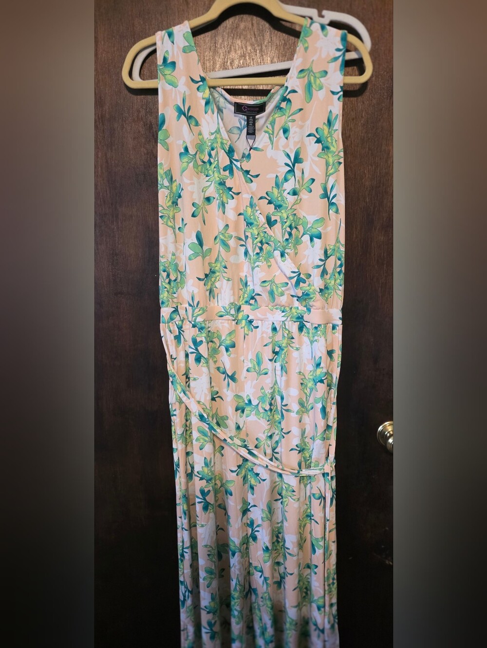 C. Wonder Pink Jumpsuit with Green and White Leaf Design